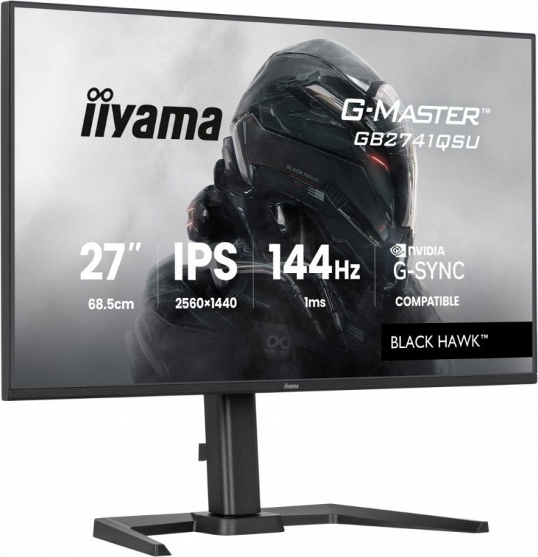 IIYAMA Monitor 27 cali GB2741QSU-B1 IPS,QHD,144Hz,1ms,2xUSB,                Adaptive G-SYNC,HDMI,DP,350cd, HAS (150) PIVOT