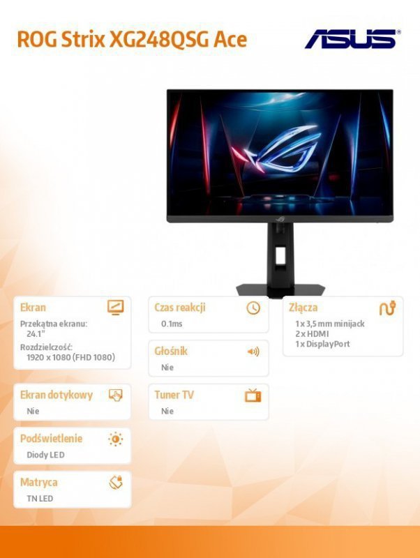 Asus Monitor 24 cale Rog Strix XG248QSG 610Hz 2xHDMI DP