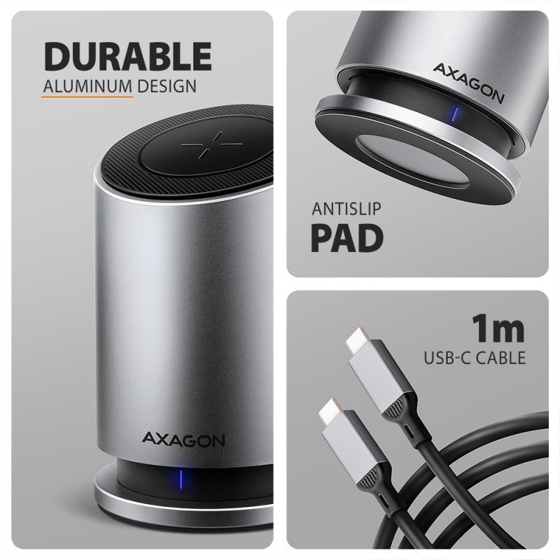 AXAGON HMC-WL9 Wieloportowy hub USB 9in1, 10Gbps, 3xUSB-A, 1xUSB-C, DP 8K^60Hz, HDMI 4K^60Hz, PD 100W, GLAN, 100cm USB-C kabel,