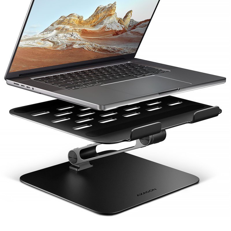 AXAGON STND-LQB Podstawka do laptopów aluminiowa 10-17,3 cala regulowane kąty nachylenia, Czarna