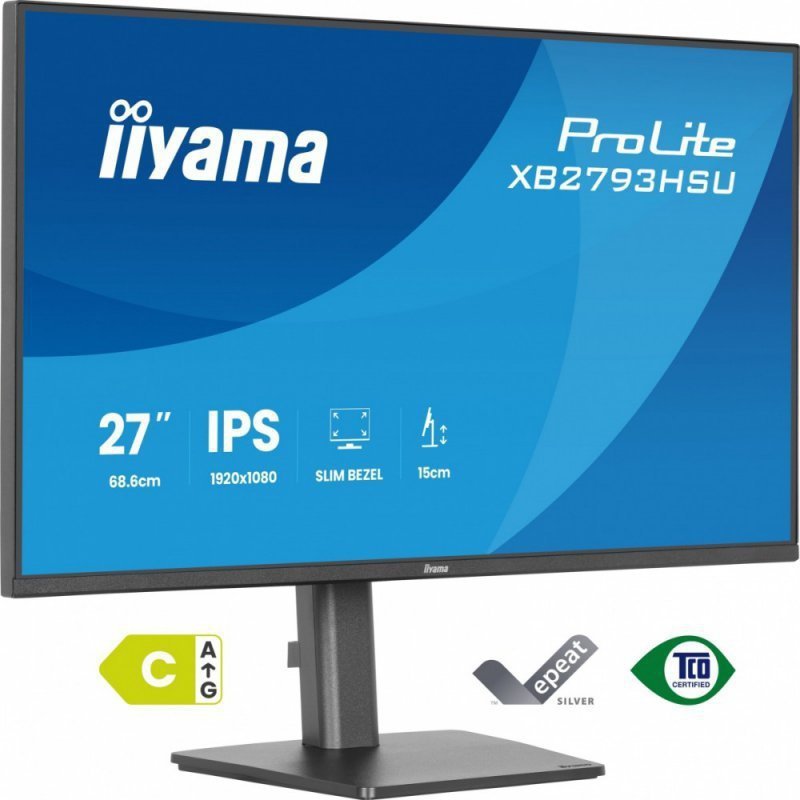 IIYAMA Monitor 27 cali XB2793HSU-B1 IPS, HDMI, DP, 2x2W, 2xUSB, 350cd, 1500:1, HAS 150^PIVOT