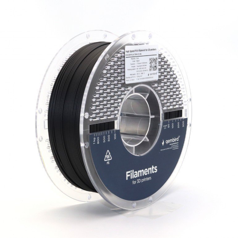 Gembird Filament PLA High Speed, 1,75 mm, 1 kg, czarny