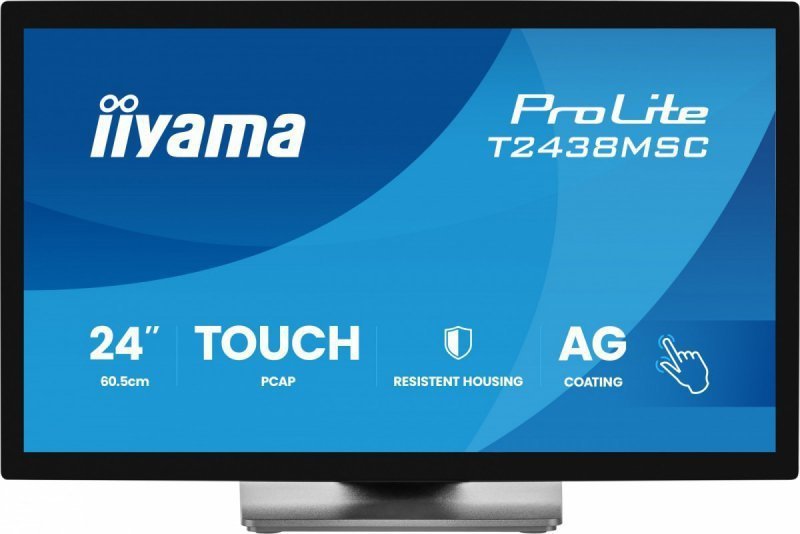 IIYAMA Monitor 24 cale T2438MSC-B2 IPS,FHD,DP,HDMI,2x2W,2xUSB,600(cd^m2),   10pkt.7H,IP1X(FRONT),PION^POZIOM