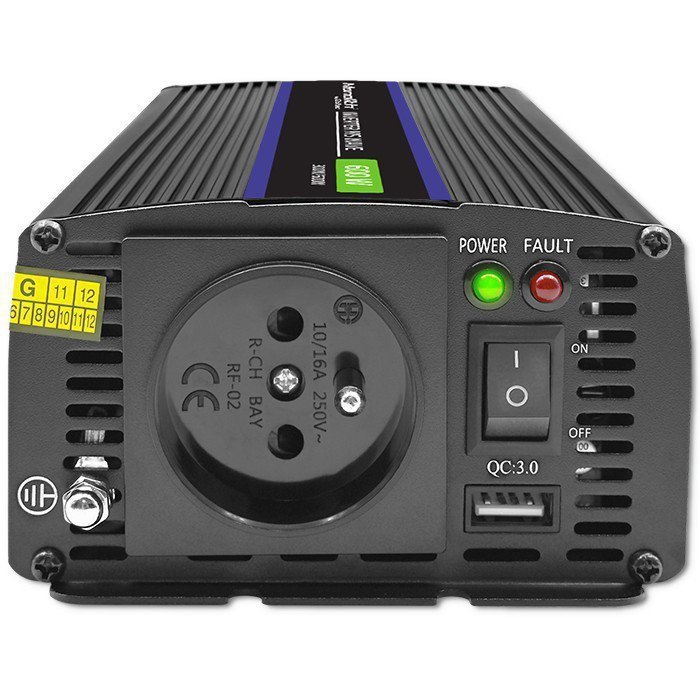 Qoltec Przetwornica napięcia Monolith 600 MS Wave | 12V na 230V |       300^600W | USB