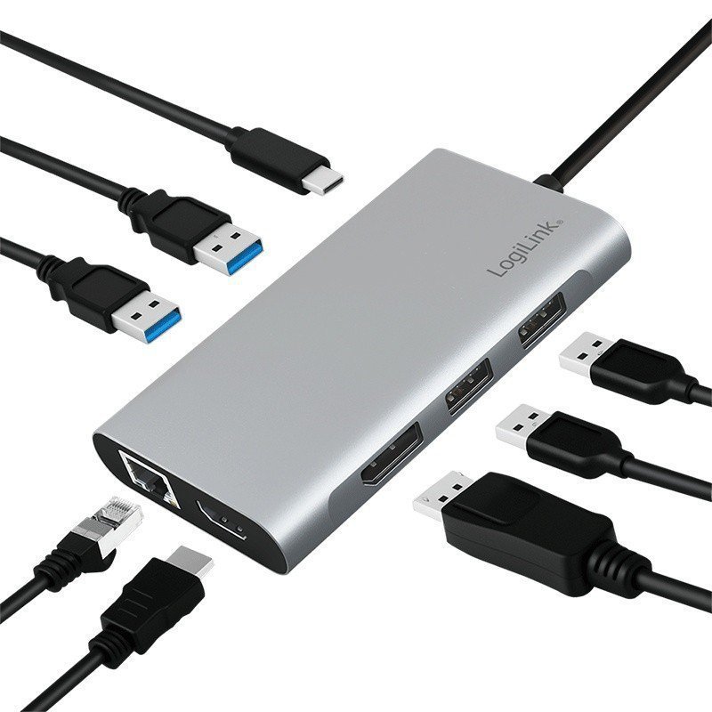 LogiLink Stacja dokująca USB3.2 ,USB-C, 8-portow, PD