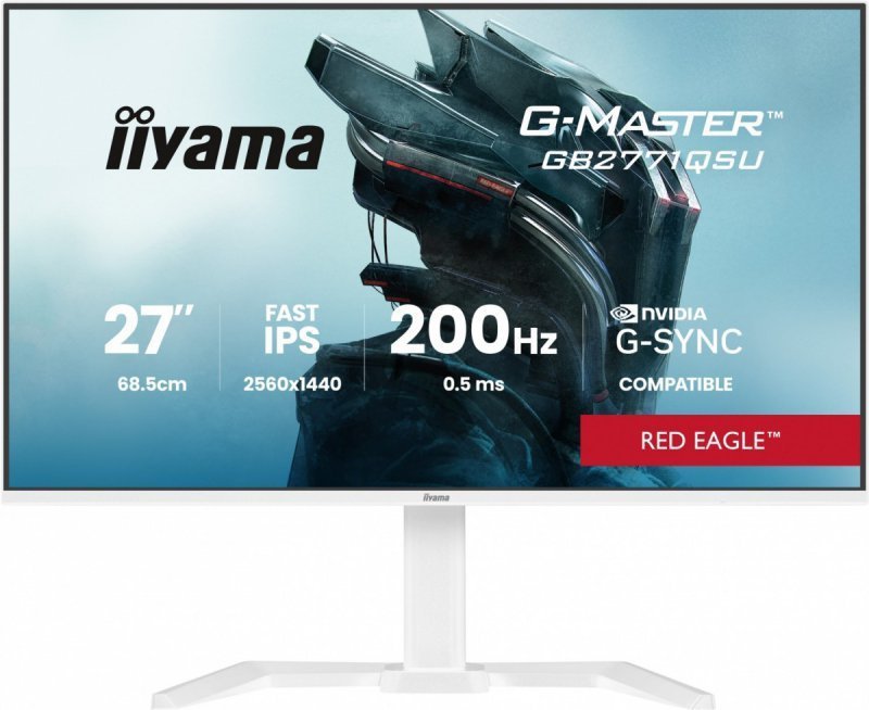IIYAMA Monitor  27 cali GB2771QSU-W1 QHD,Fast IPS,200Hz,HAS (150) PIVOT,     2xUSB 3.2, 2xUSB C, 0,5ms, 2xHDMI, DP, 350cd,Adapti