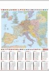 Kalendarz plakatowy na rok 2023 format B1 MAPA EUROPY z listwami srebrnymi