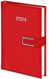 Kalendarz książkowy 2024 B5 dzienny papier chamois wycinane registry oprawa zamykana na magnes ROSSA CHROMO czerwona