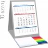 Kalendarz biurkowy z notesem i znacznikami TOP 3-miesięczny 2021 szary