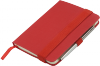 Notes A6 z długopisem zamykany na gumkę - papier chamois w linie oprawa EKOSKÓRA LINEN czerwona (gumka czerwona) Z NADRUKIEM