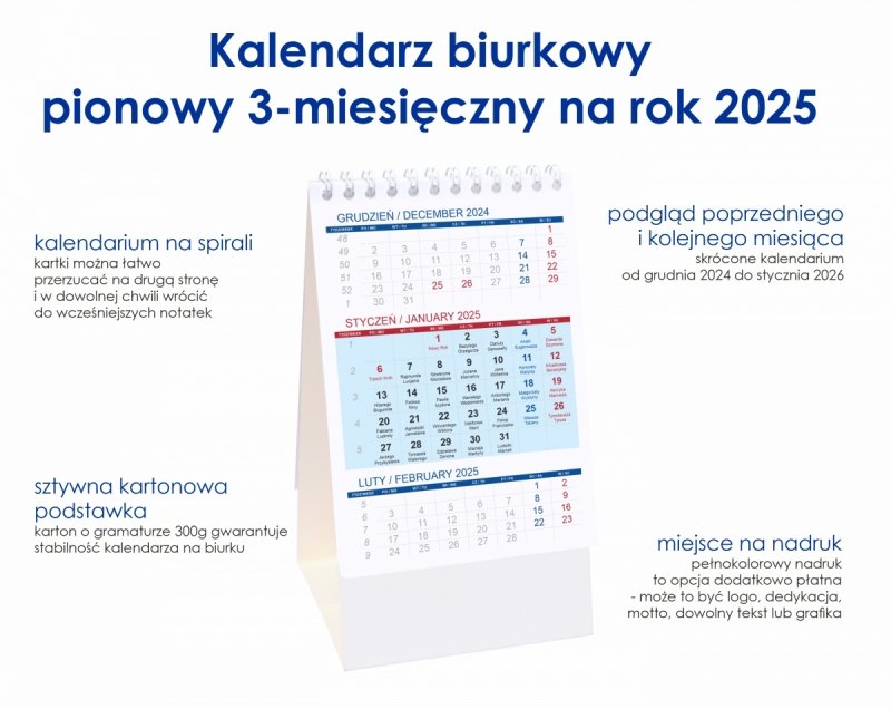 opis kalendarza 3-miesięcznego 