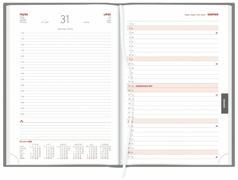 kalendarz z planerem przed każdym miesiącem