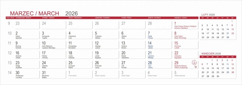 Kalendarz biurkowy z notesami i znacznikami samoprzylepnymi MAXI 2026 brązowy