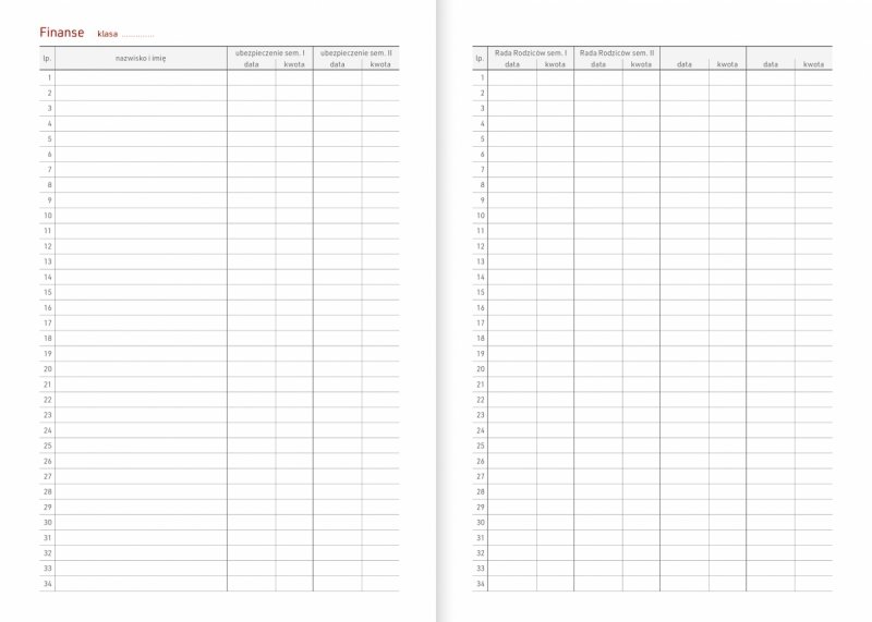 kalendarz dla pedagoga - informacje o uczniach