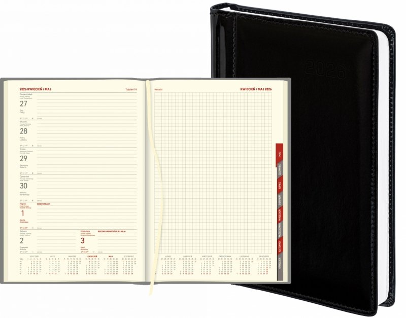 kalendarz książkowy 2026 w oprawie ze skóry naturalnej