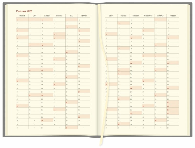 plan roku 2026 w kalendarzu A5 