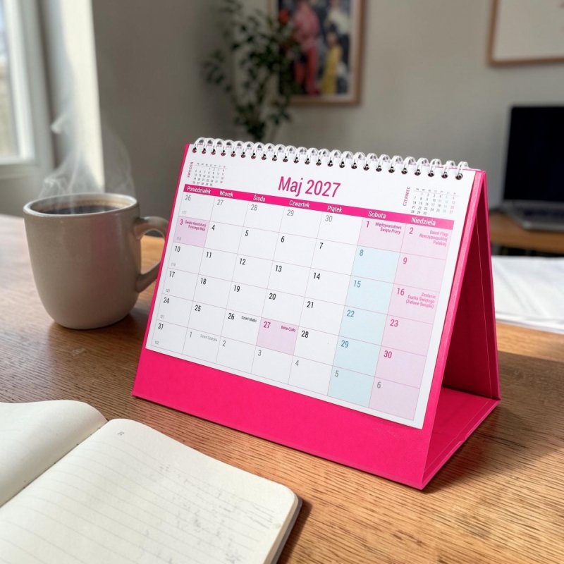 kalendarz biurkowy na rok 2027 z miejscem na notatki