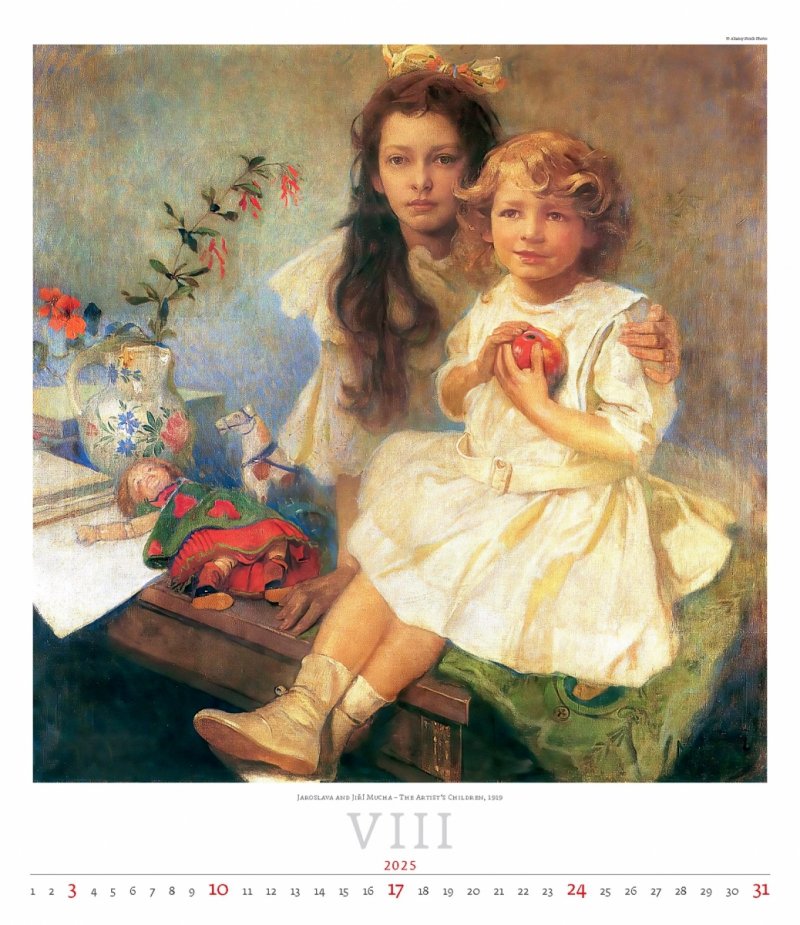 Kalendarz ścienny wieloplanszowy Alfons Mucha 2025 - exclusive edition - sierpień 2025