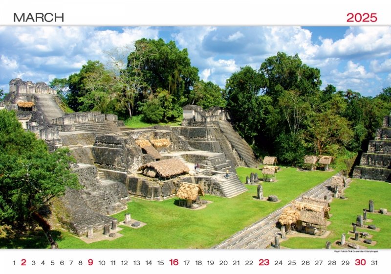 Kalendarz ścienny wieloplanszowy World Wonders 2025 - marzec 2025