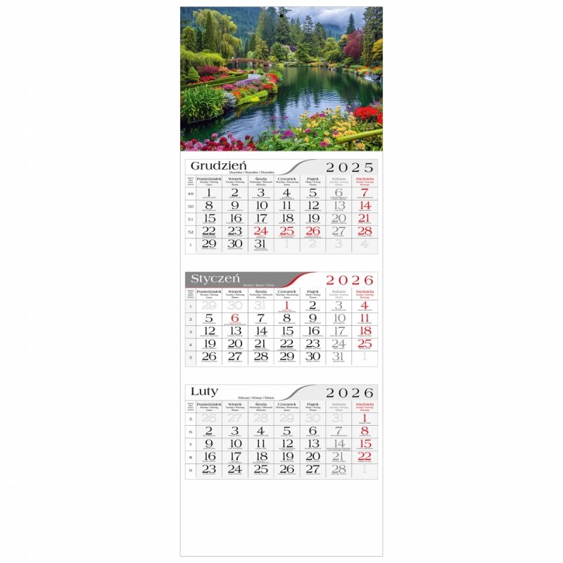 główka do kalendarza 3-dzielnego na ścianę