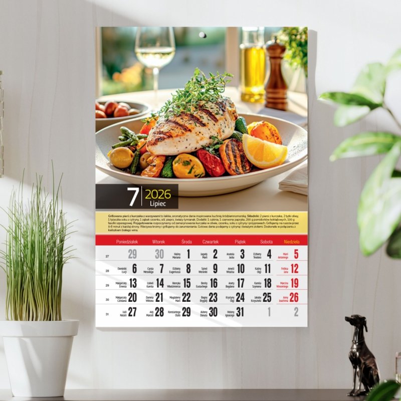 Kalendarz ścienny wieloplanszowy A4 KUCHNIA POLSKA 2026 z przepisami kulinarnymi