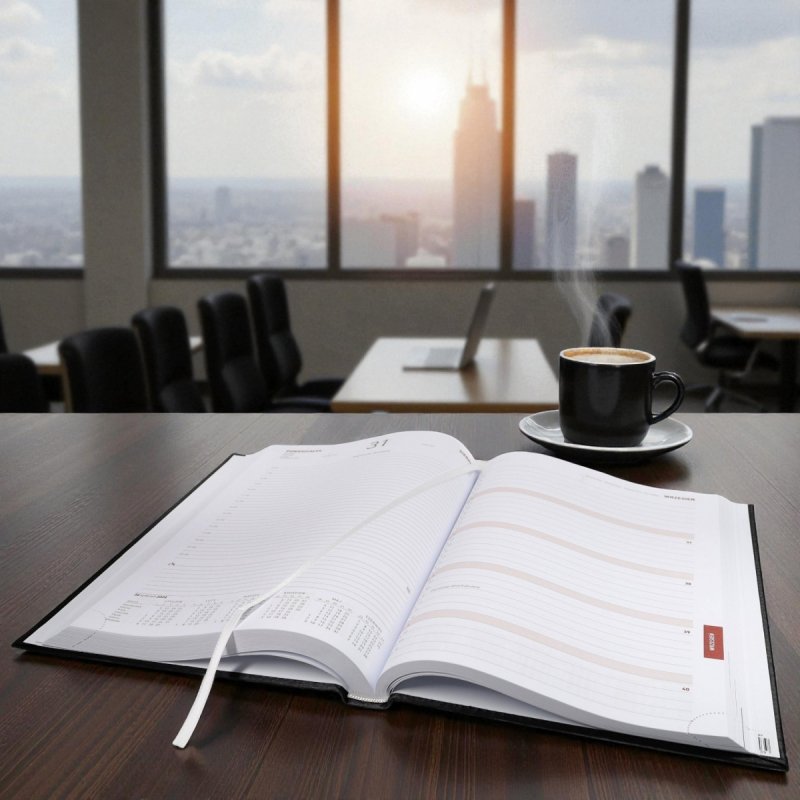 Kalendarz książkowy 2026 A4 tygodniowy papier biały drukowane registry oprawa VIVELLA EXCLUSIVE czarna