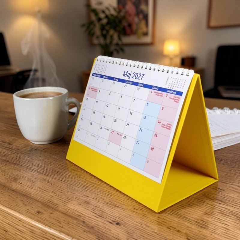 kalendarz biurkowy na rok 2027 z miejscem na notatki