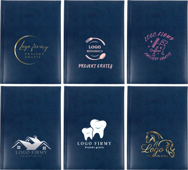 przykładowe wzory okładki z logo do kalendarza A4 na rok 2026