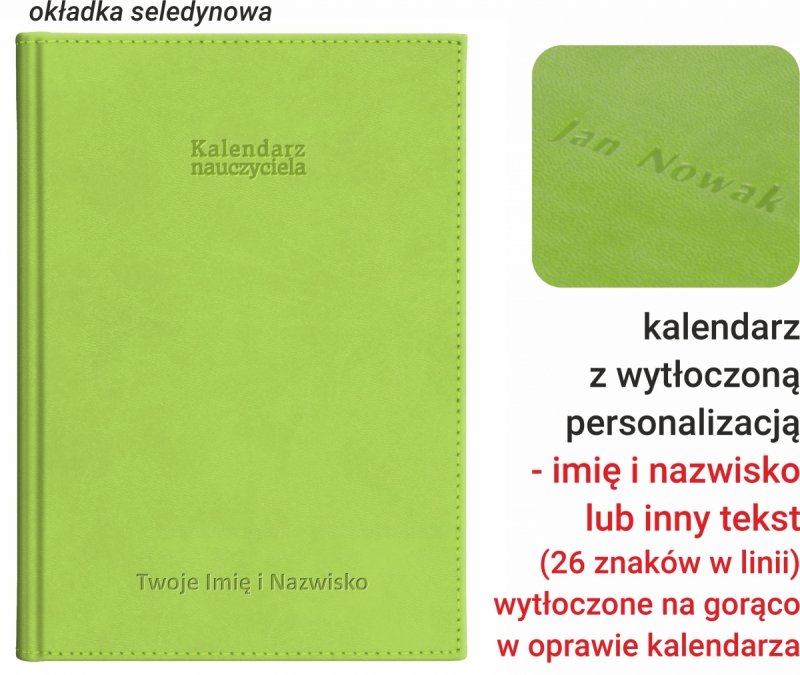 kalendarz dla pedagoga na rok szkolny 2026/2027 z tłoczoną personalizacją