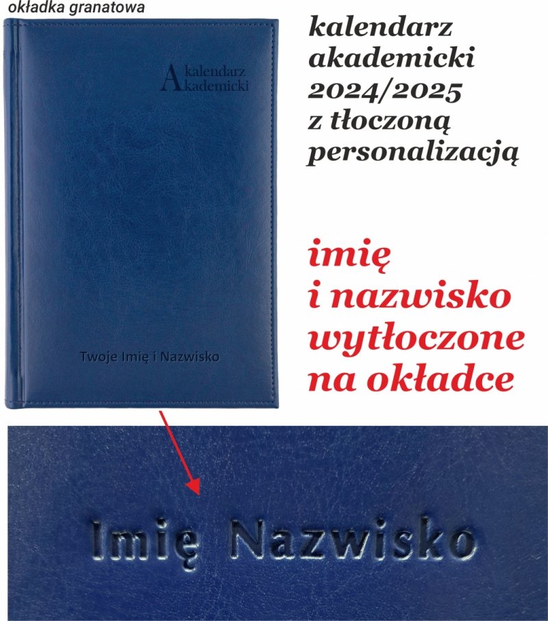 Kalendarz akademicki 2024/2025 A5 tygodniowy oprawa NEBRASKA granatowa Z PERSONALIZACJĄ