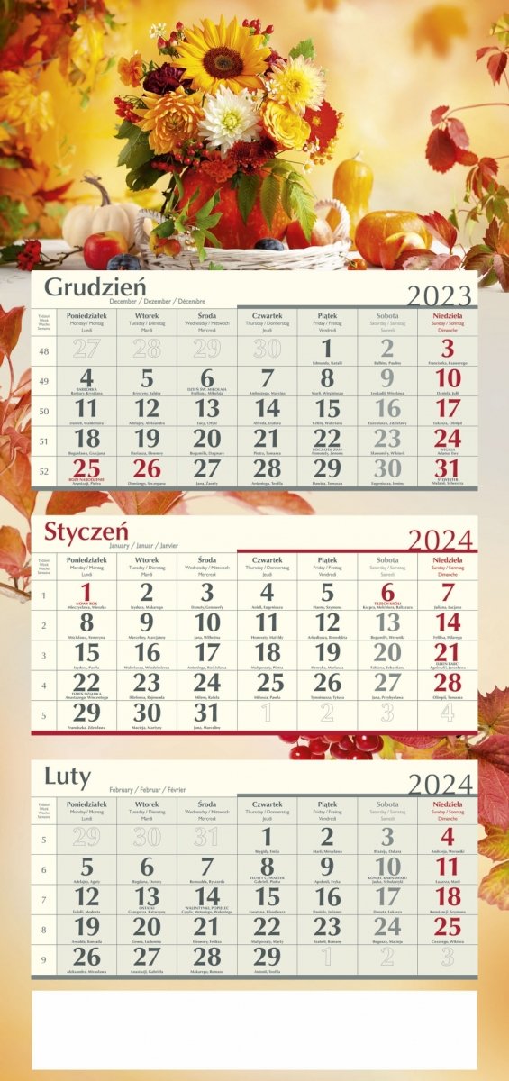 Kalendarz trójdzielny POSTER na rok 2024