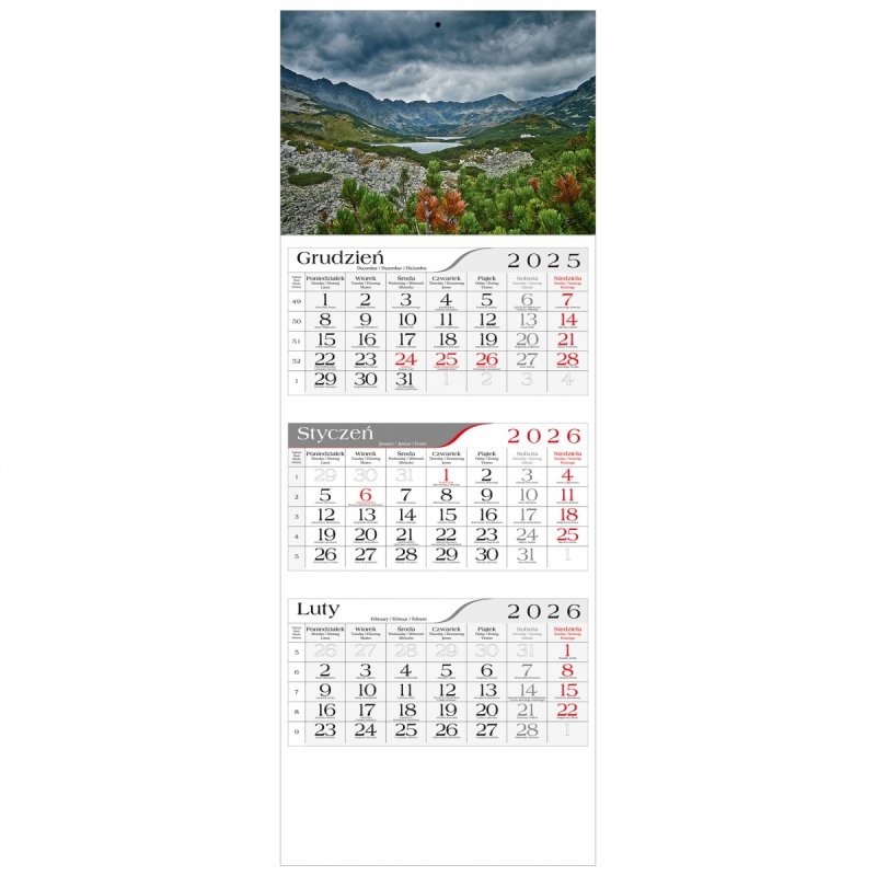 główka do kalendarza 3-dzielnego na ścianę