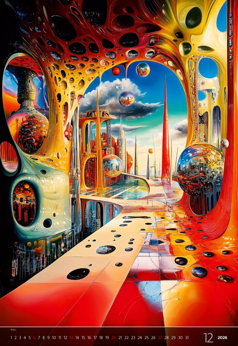 E08 Kalendarz ścienny wieloplanszowy Surreal New Worlds 2026 - exclusive edition