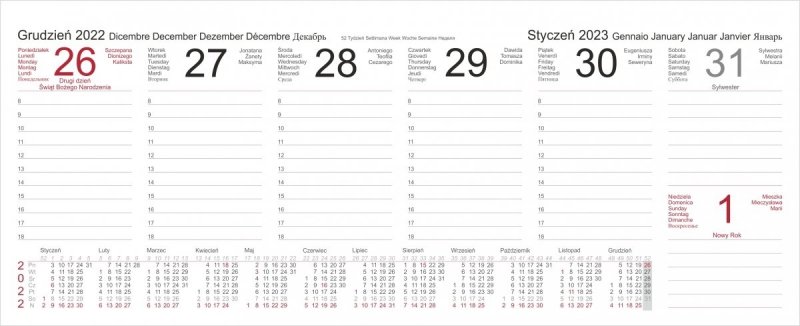 Kalendarz biurkowy stojący na podstawce PREMIUM 2022 czerwony