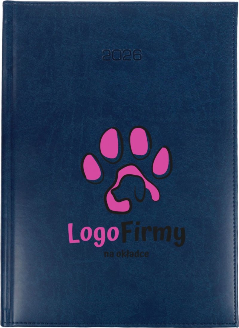 kalendarz książkowy A5 tygodniowy z notesem na rok 2026 z nadrukiem logo
