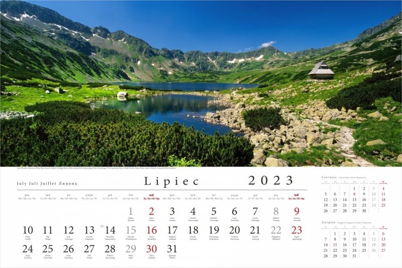 Kalendarz ścienny wieloplanszowy Tatry w panoramie 2023 - lipiec 2023