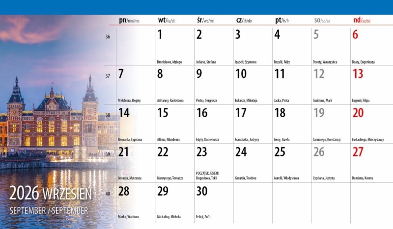biurowy kalendarz 2026 cały miesiąc na stronie