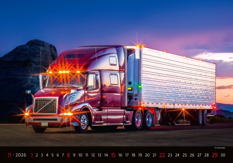 H24 Kalendarz ścienny wieloplanszowy Trucks 2026 Z NADRUKIEM