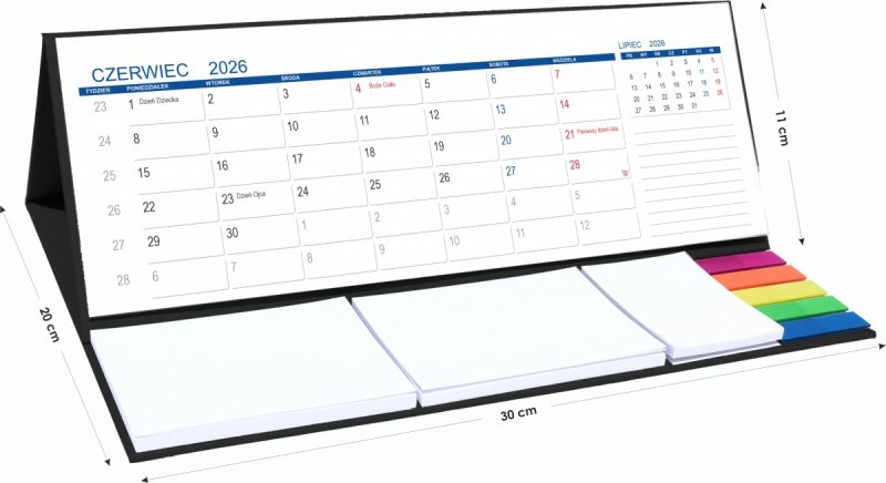wymiary kalendarza biurkowego szkolnego dla ucznia na rok 2026/27