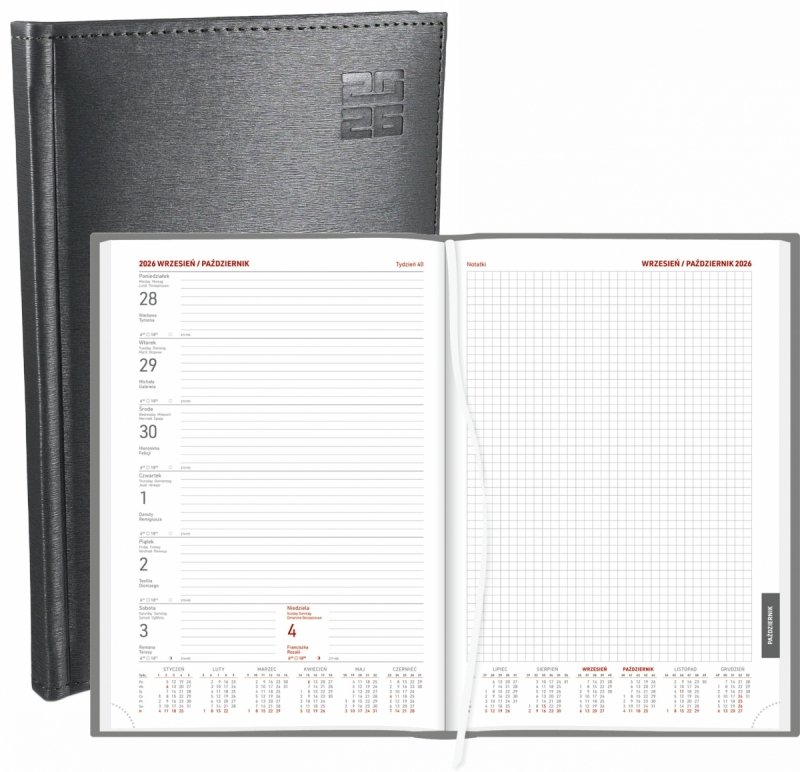 kalendarz książkowy 2026 w oprawie aluminium