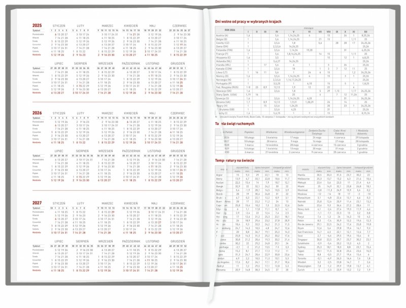 skrócone kalendarium na rok 2025,2026 oraz 2027, tabela świąt ruchomych, dni wolne od pracy w wybranych krajach