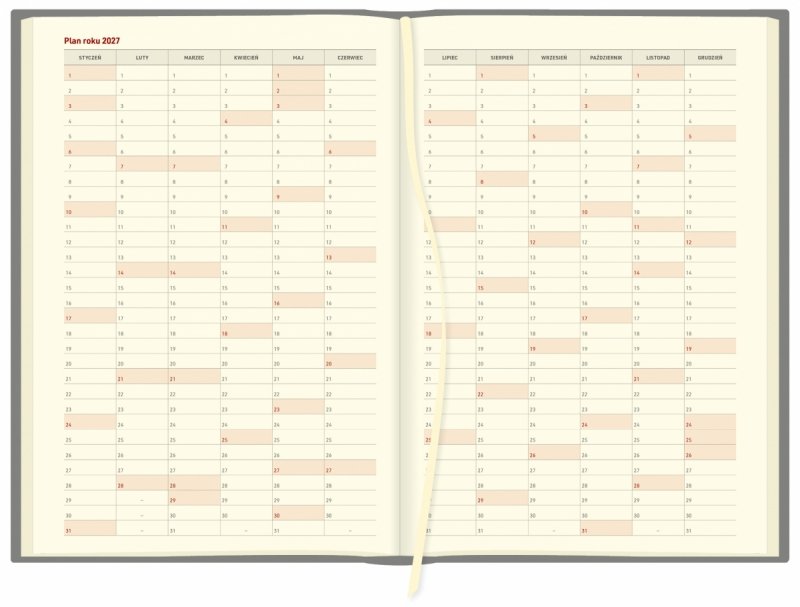 plan roku 2027 w kalendarzu B5 na rok 2026