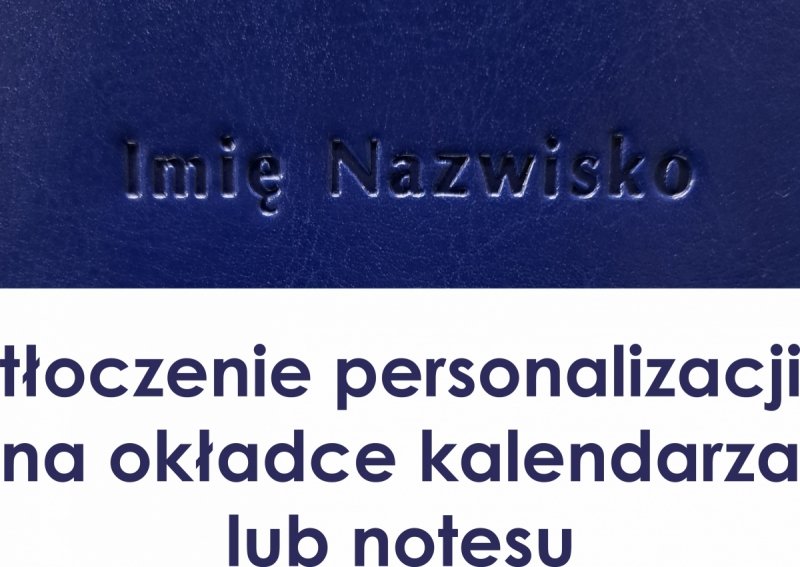 tłoczenie personalizacji na okładce kalendarza lub notesu