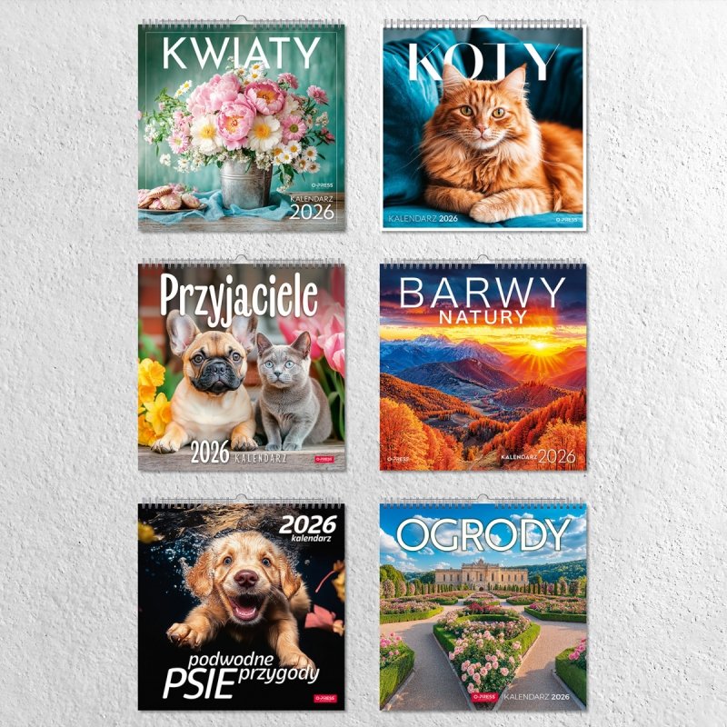 Kalendarz ścienny wieloplanszowy 33x33 cm OGRODY 2026