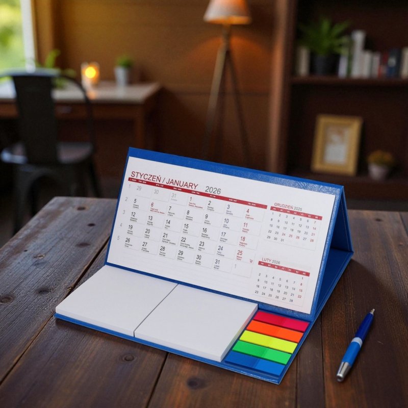 Kalendarz biurkowy z notesami i znacznikami MIDI 3-miesięczny 2026 seledynowy