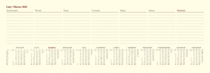 Kalendarz biurkowy stojąco-leżący LUX 2022 w oprawie NEBRASKA czarna