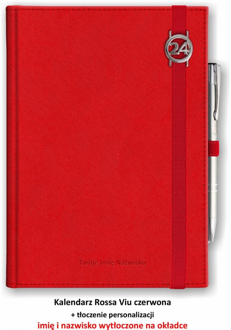 Kalendarz książkowy 2024 A4 z tłoczoną personalizacją czerwony