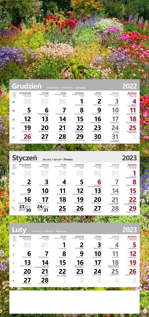 Kalendarz trójdzielny na rok 2023 