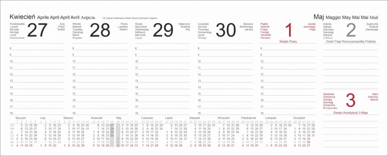 kalendarz tygodniowy na rok 2026