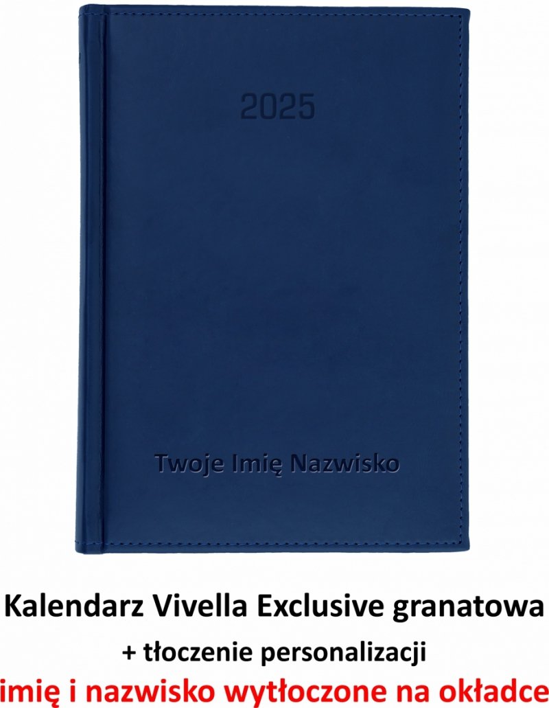 kalendarz z wytłoczoną personalizacją na okładce